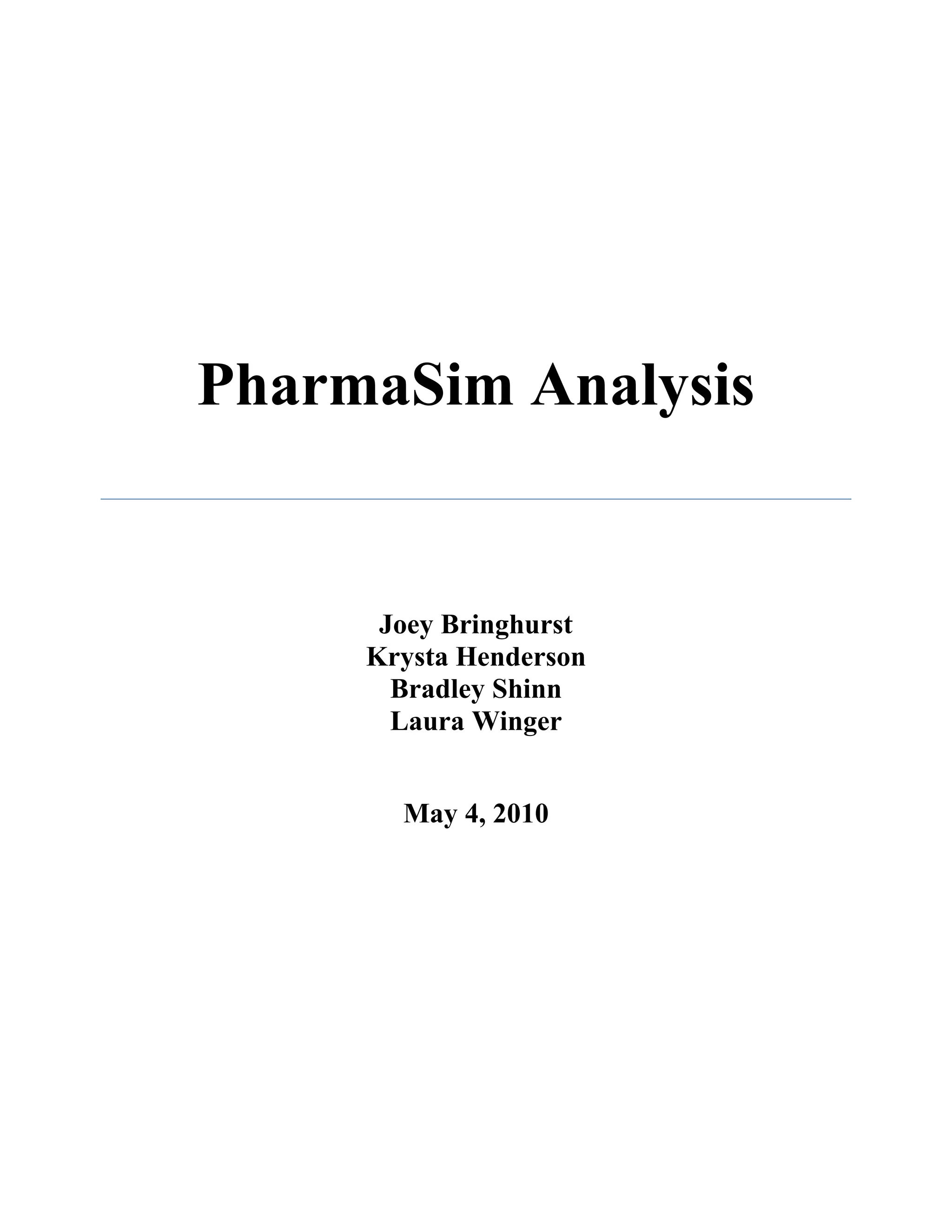 Winning PharmaSim Marketing Game Strategy | DOCX