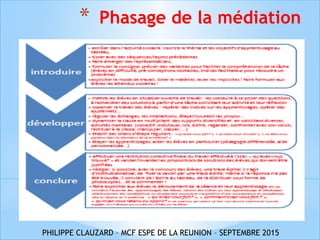 * Phasage de la médiation
PHILIPPE CLAUZARD – MCF ESPE DE LA REUNION – SEPTEMBRE 2015
 