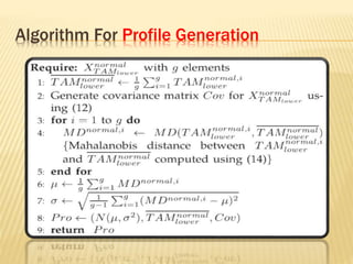 Algorithm For Profile Generation
 