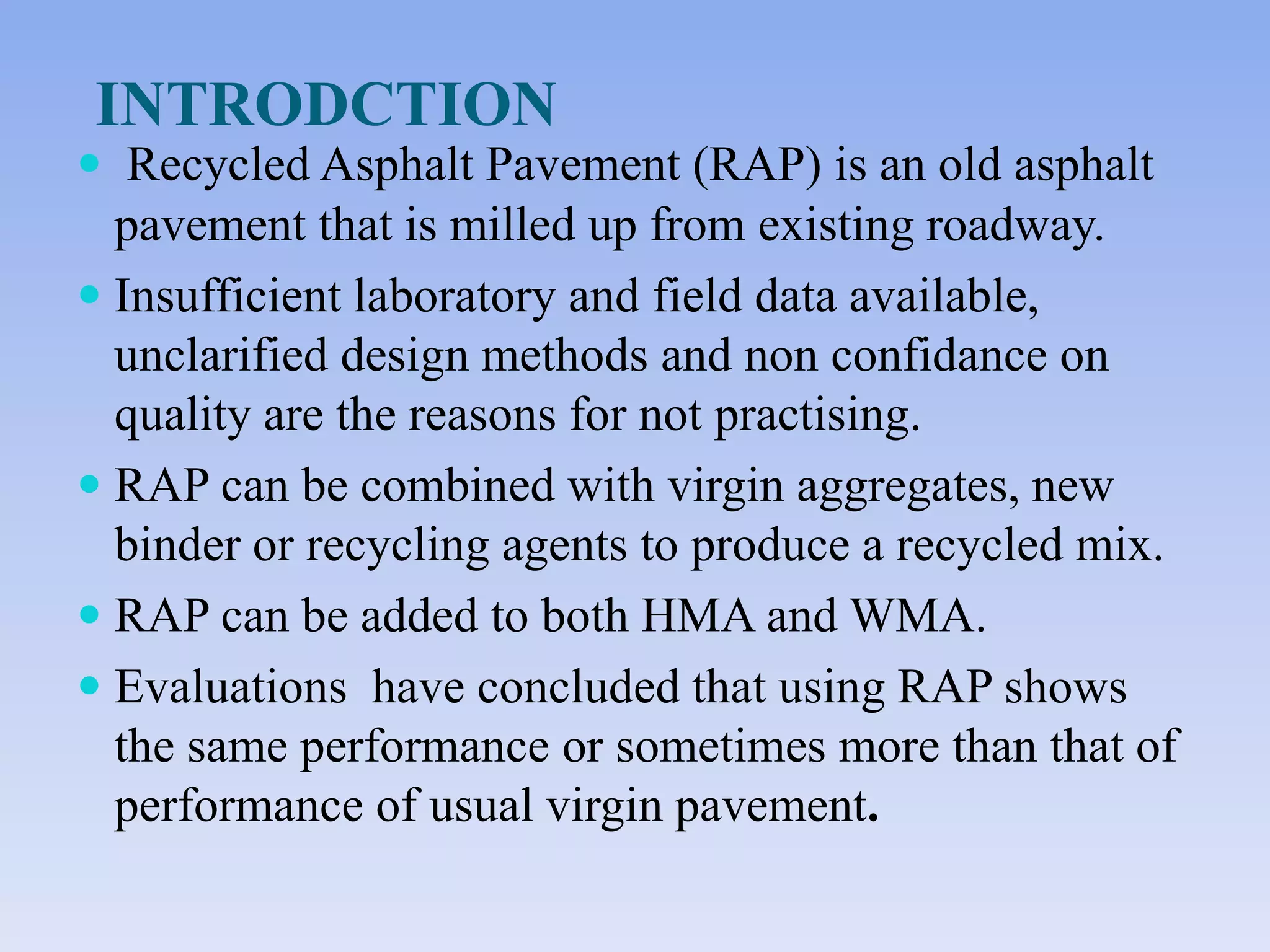 Performance Evaluation of Hot Mix Asphalt with Recycled Asphalt ...