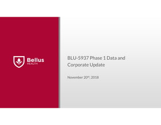 BLU-5937 Phase 1 Data and
Corporate Update
November 20th, 2018
 
