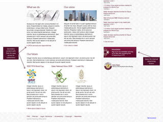 High res version
Space for internal
advertising
kickers
Secondary
content with
links for easy
access to
subsections
 