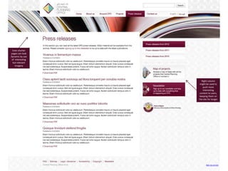 High res version
Right column
might be used to
push more
interesting
content to users,
keeping them on
the site for longer
Even shorter
pages can look
dynamic by use
of interesting
but relevant
imagery
 