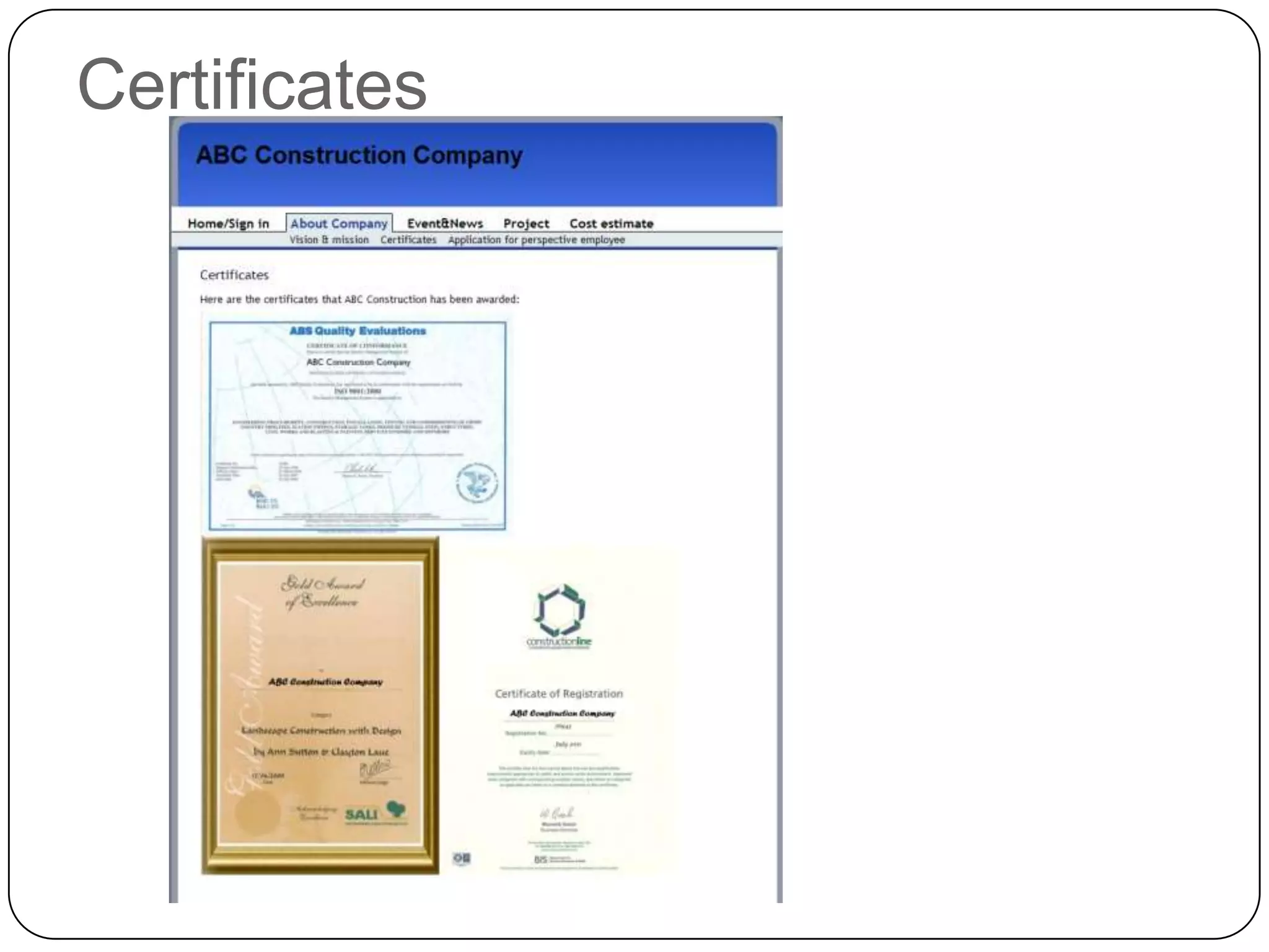 Certificates