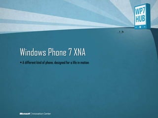 Windows Phone 7 XNA  A different kind of phone, designed for a life in motion 