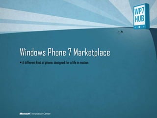 Windows Phone 7 Marketplace  A different kind of phone, designed for a life in motion 