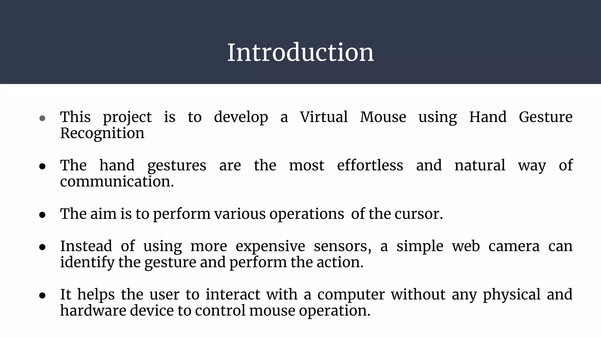 Virtual Mouse using hand gesture recognition | PPTX | Computer ...