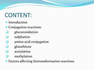 does lidocaine use glutathione or glucuronidation Phase ii biotransform of drugs Metabolism II | PPTX