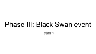 Phase III: Black Swan event
Team 1
 