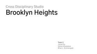 Cross Disciplinary Studio
Brooklyn Heights
Team 3
Jianan Gu
Soham Khadatare
Brian L. Krohnengold
 