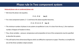Phase Rule Introduction Phase Rule of 1 and 2 component systems for BTech | PPTX