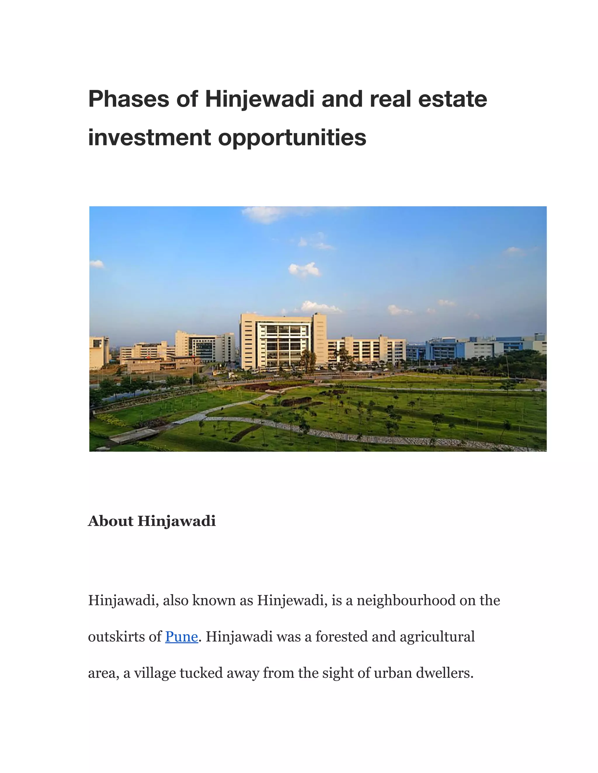 Phases of Hinjewadi and real estate investment opportunities PDF