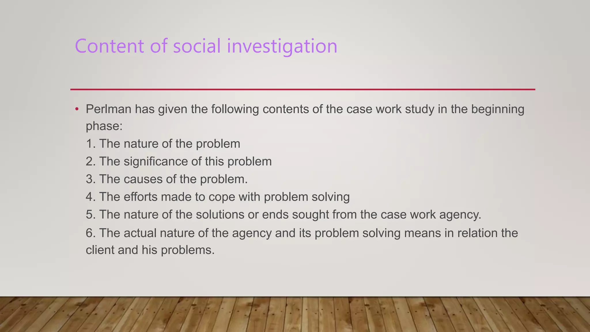 Phases of social case work
