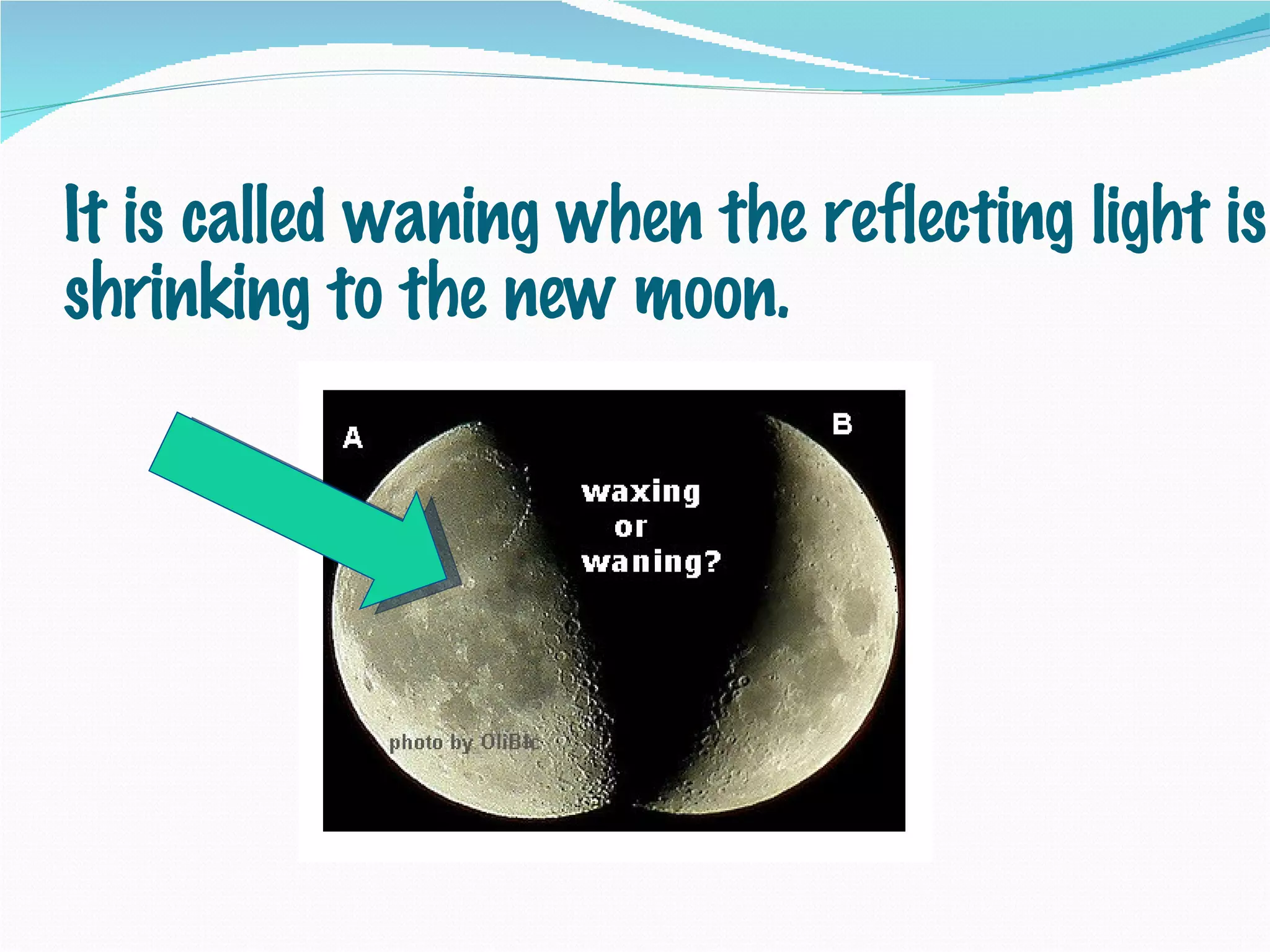 It is called waning when the reflecting light is shrinking to the new moon. 