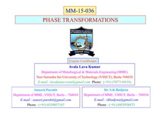 Phase Transformations Lecture Notes | PDF