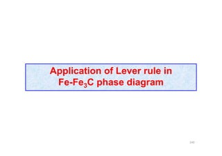 Application of Lever rule in
Fe-Fe C phase diagramFe-Fe3C phase diagram
240
 