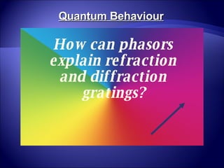 How can phasors explain refraction and diffraction gratings? Quantum Behaviour 