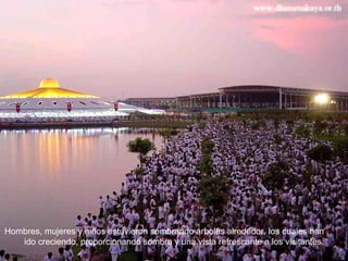 Hombres, mujeres y niños estuvieron sembrando árboles alrededor, los cuales han  ido creciendo, proporcionando sombra y una vista refrescante a los visitantes.  