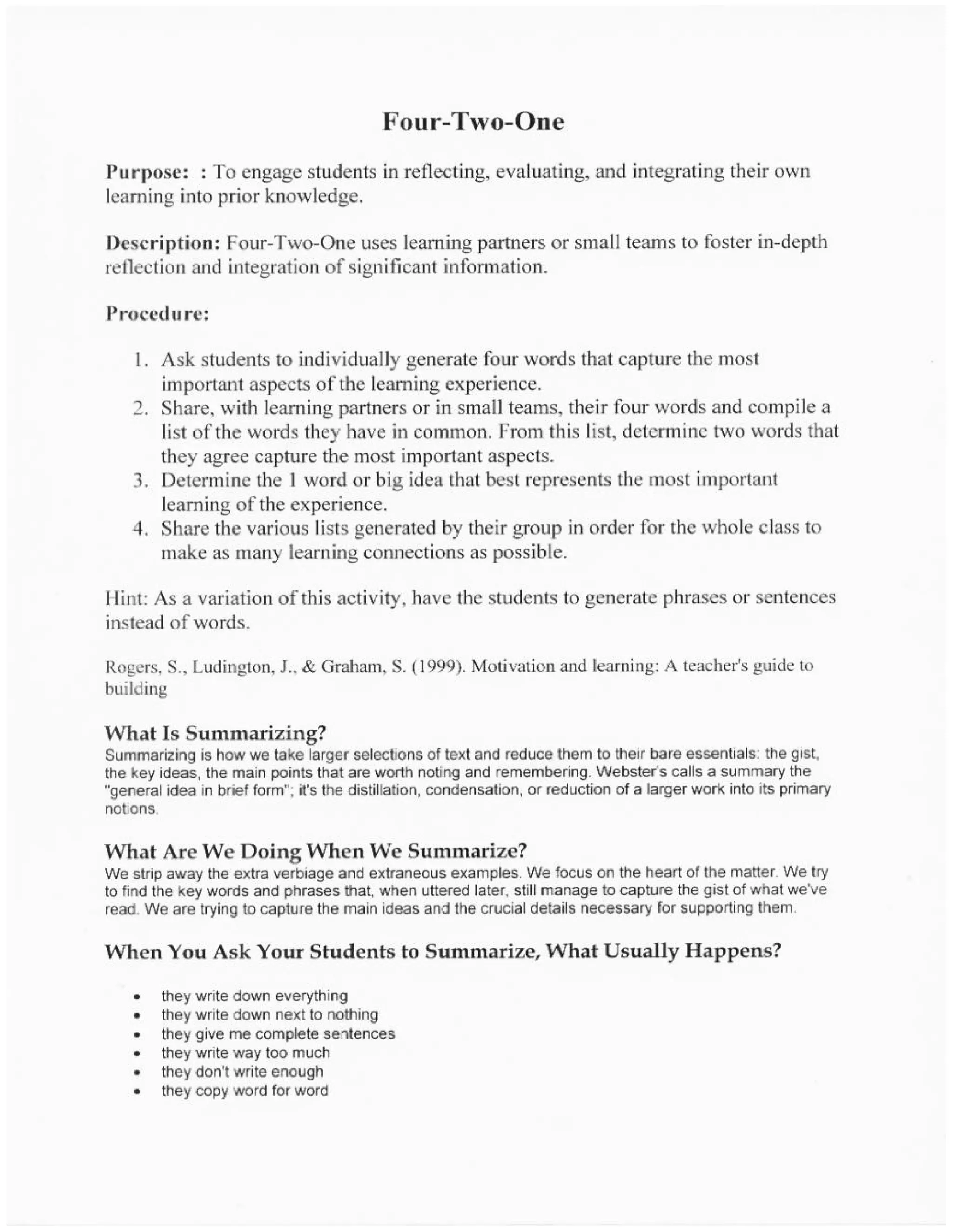 Phat Monday Summarizing Techniques