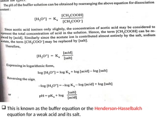 pH, Buffer presentation for pharmacy students | PPTX