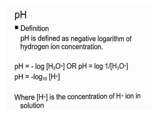 pH, Buffer presentation for pharmacy students | PPTX