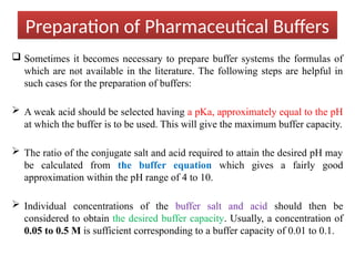 pH, Buffer presentation for pharmacy students | PPTX
