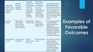 Examples of
Favorable
Outcomes
 