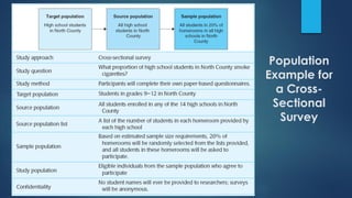 Population
Example for
a Cross-
Sectional
Survey
 