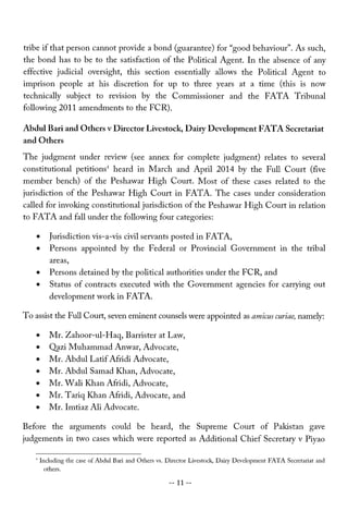 PESHAWAR HIGH COURT JUDGMENT REGARDING FATA JURISDICTION (APRIL 2014) 
2 
 