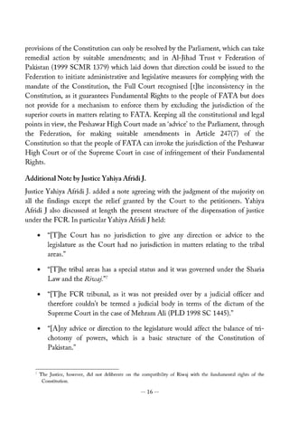 PESHAWAR HIGH COURT JUDGMENT REGARDING FATA JURISDICTION (APRIL 2014) 
7 
 
