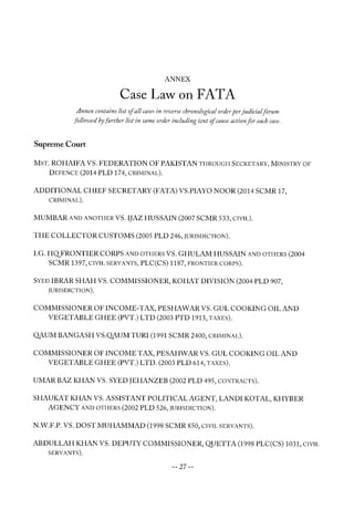 PESHAWAR HIGH COURT JUDGMENT REGARDING FATA JURISDICTION (APRIL 2014) 
18 
 