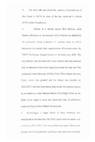 PESHAWAR HIGH COURT JUDGMENT REGARDING FATA JURISDICTION (APRIL 2014) 
51 
 