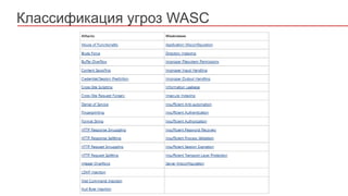 Классификация угроз WASC
 