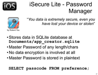 iSecure Lite - Password
                                 Manager
                “You data is extremely secure, even you
 ...
