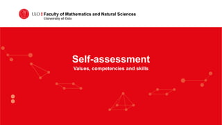Faculty of Mathematics and Natural Sciences
Self-assessment
Values, competencies and skills
 