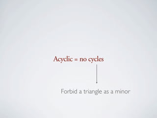 Acyclic = no cycles



  Forbid a triangle as a minor
 
