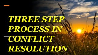 THREE STEP
PROCESS IN
CONFLICT
RESOLUTION
 