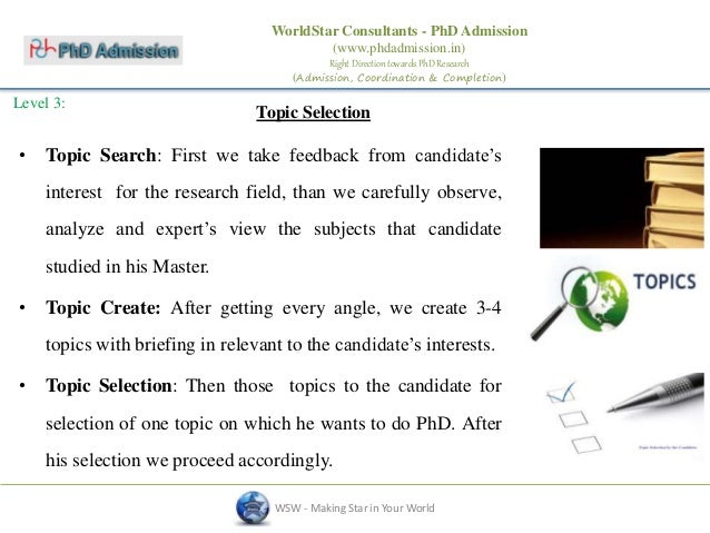 Phd topic selection