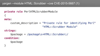 Заголовокyargen --module HTML::Scrubber --cve CVE-2015-5667 (1)
 