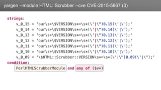 Заголовокyargen --module HTML::Scrubber --cve CVE-2015-5667 (3)
 