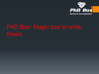 PhD Box: Magic box to write
thesis
 