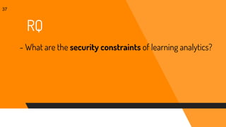 - What are the security constraints of learning analytics?
37
RQ
 