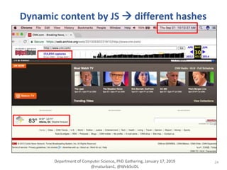 24
Dynamic content by JS  different hashes
Department of Computer Science, PhD Gathering, January 17, 2019
@maturban1, @W...