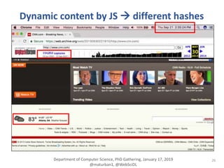 26
Dynamic content by JS  different hashes
Department of Computer Science, PhD Gathering, January 17, 2019
@maturban1, @W...