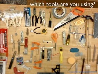 which tools are you using?




               http://www.ﬂickr.com/photos/petermartinhall/2905767476/
 