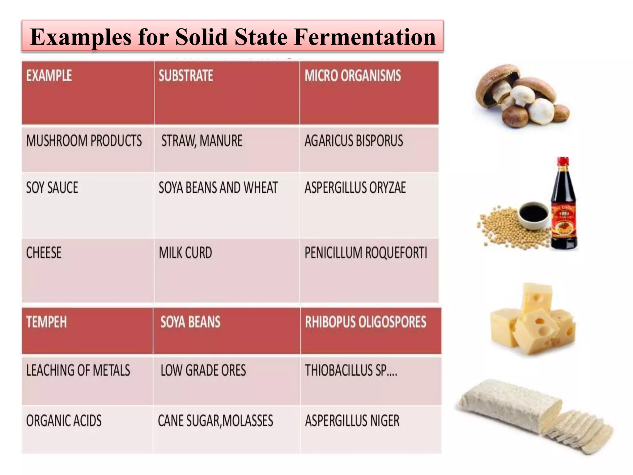 Examples for Solid State Fermentation
 
