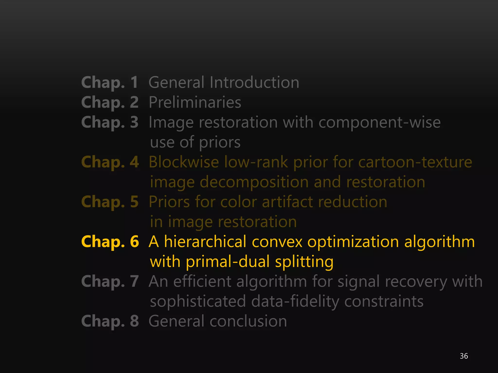 36
Chap. 6 A hierarchical convex optimization algorithm
with primal-dual splitting
 