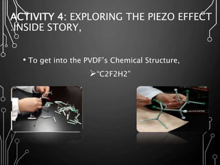 ACTIVITY 4: EXPLORING THE PIEZO EFFECT
:INSIDE STORY,
• To get into the PVDF’s Chemical Structure,
“C2F2H2”
 