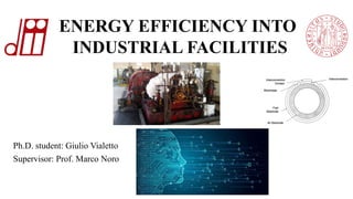 Ph.D. student: Giulio Vialetto
Supervisor: Prof. Marco Noro
ENERGY EFFICIENCY INTO
INDUSTRIAL FACILITIES
 