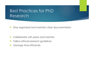 PhD Research: Exploring Innovative Ideas and Methodologies | PPTX